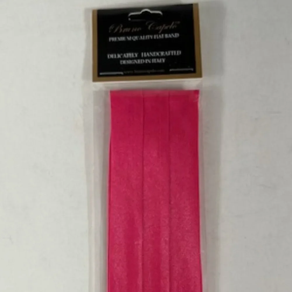 Bruno Capelo Men's Fuchsia Pink 3 Pleat Hat Band Premium 2 End Hooks 100% Satin